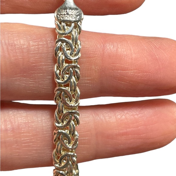 925 Sterling Silver Byzantine Link Bracelet 8” Inch Chain bracelet - Picture 4 of 9